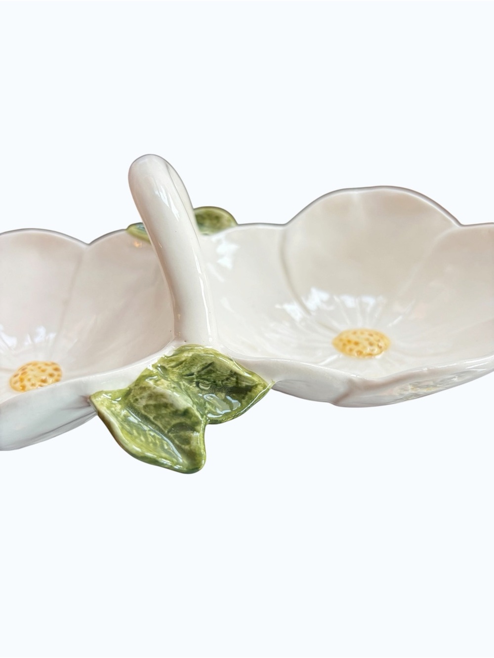 Ceramic White Floral Double Dish by Mud Pie